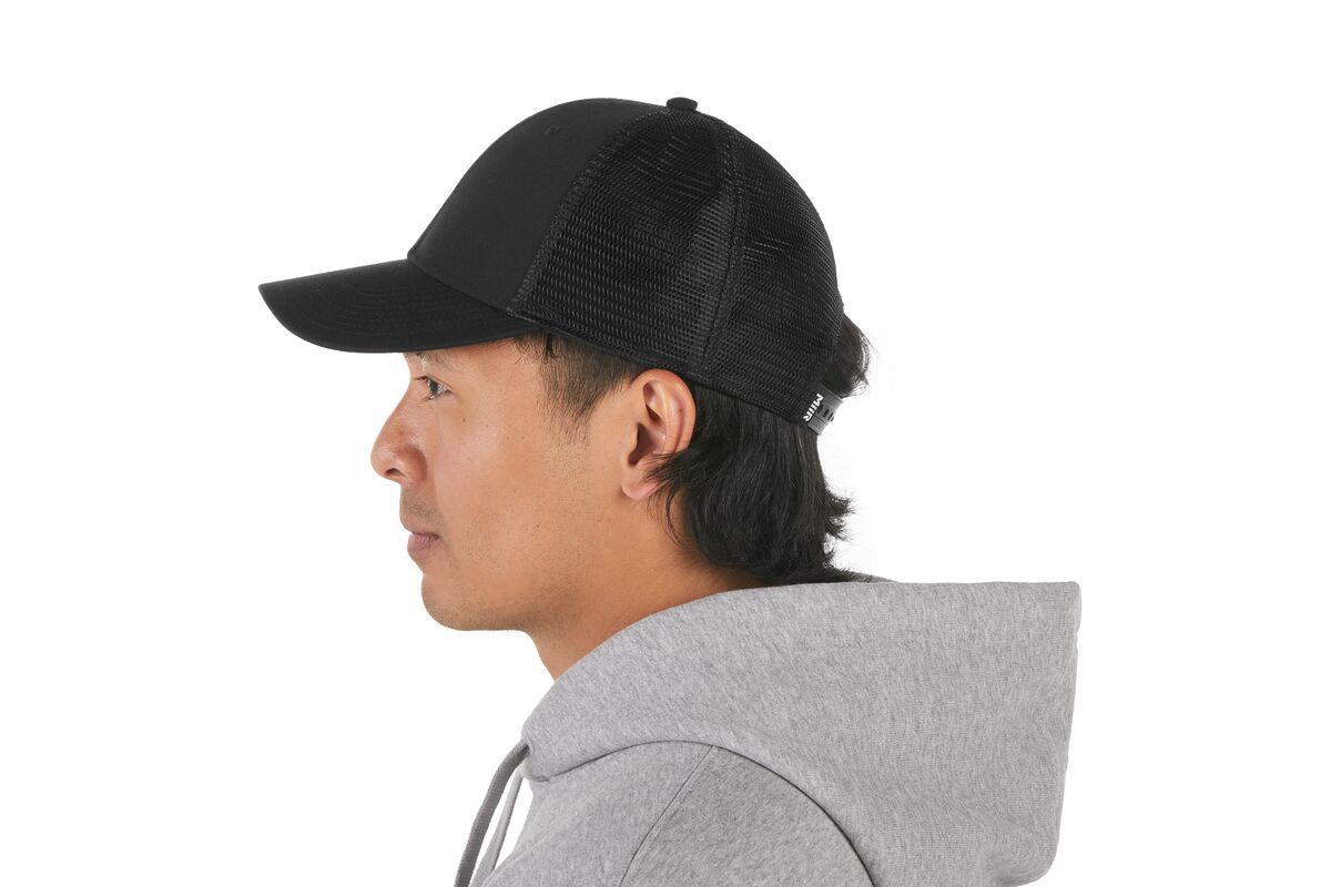 recycled-poly-low-profile-trucker-hat-l9 WebPDP-HAT002002_Recycled_Poly_Low_Profile_Trucker_Hat_Black_Studio_Harper_Studios_0723_Back__HAT002002OS.jpg