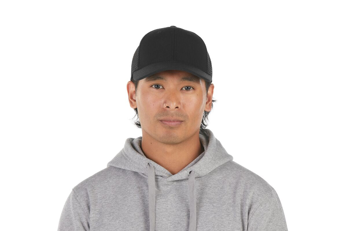 recycled-poly-low-profile-trucker-hat-l9 WebPDP-HAT002002_Recycled_Poly_Low_Profile_Trucker_Hat_Black_Studio_Harper_Studios_0723_Front__HAT002002OS.jpg